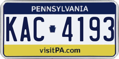 PA license plate KAC4193