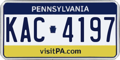 PA license plate KAC4197
