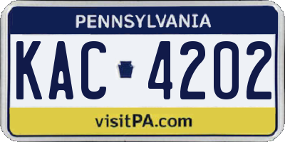PA license plate KAC4202