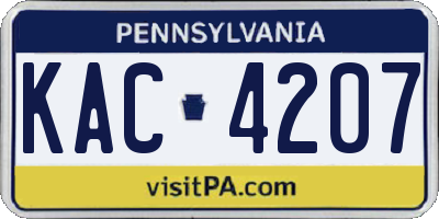 PA license plate KAC4207