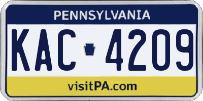 PA license plate KAC4209