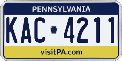 PA license plate KAC4211