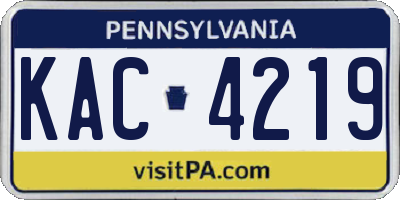 PA license plate KAC4219