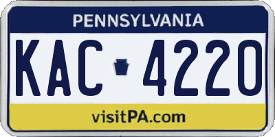PA license plate KAC4220
