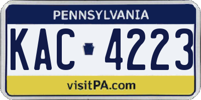 PA license plate KAC4223