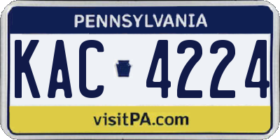 PA license plate KAC4224