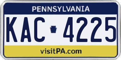 PA license plate KAC4225