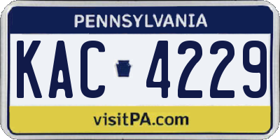 PA license plate KAC4229