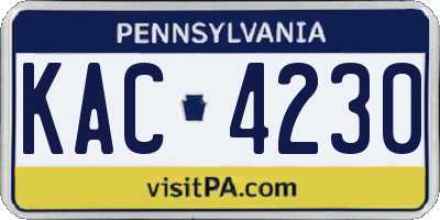 PA license plate KAC4230