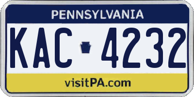 PA license plate KAC4232