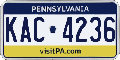 PA license plate KAC4236