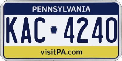 PA license plate KAC4240