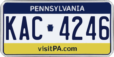 PA license plate KAC4246