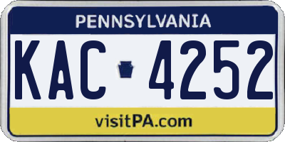 PA license plate KAC4252