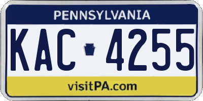 PA license plate KAC4255