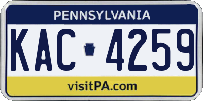 PA license plate KAC4259