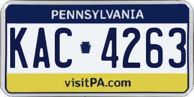 PA license plate KAC4263