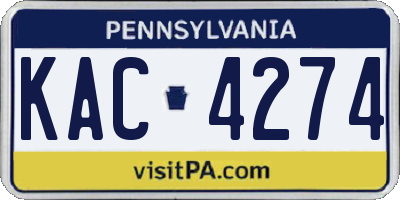 PA license plate KAC4274