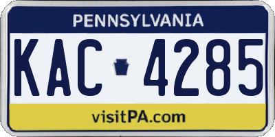 PA license plate KAC4285