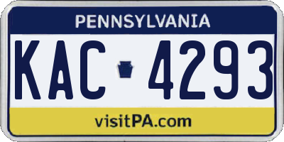 PA license plate KAC4293
