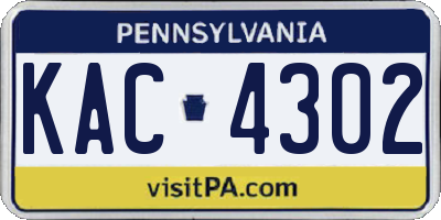 PA license plate KAC4302