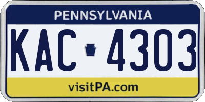 PA license plate KAC4303