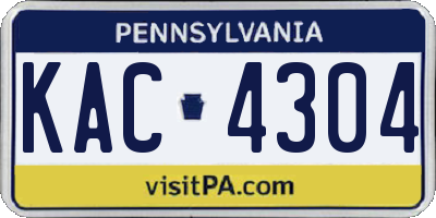 PA license plate KAC4304