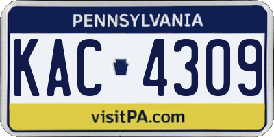 PA license plate KAC4309
