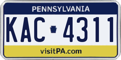 PA license plate KAC4311
