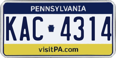 PA license plate KAC4314