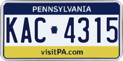 PA license plate KAC4315