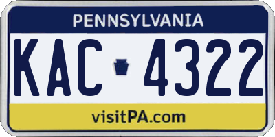 PA license plate KAC4322