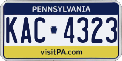 PA license plate KAC4323