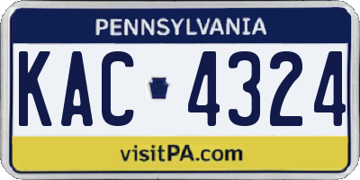 PA license plate KAC4324