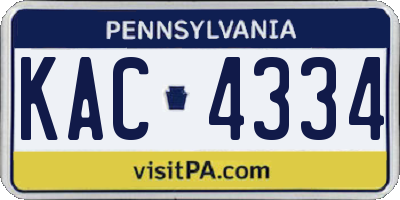 PA license plate KAC4334