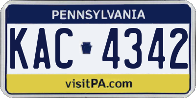 PA license plate KAC4342