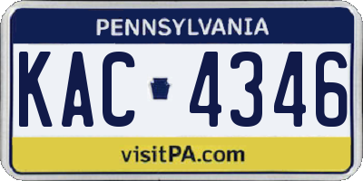 PA license plate KAC4346