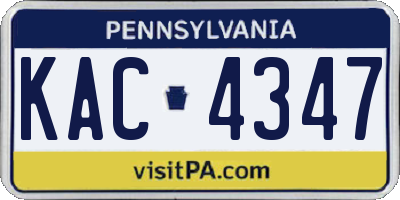 PA license plate KAC4347