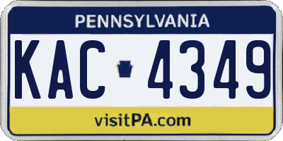 PA license plate KAC4349