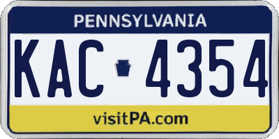 PA license plate KAC4354