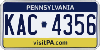 PA license plate KAC4356