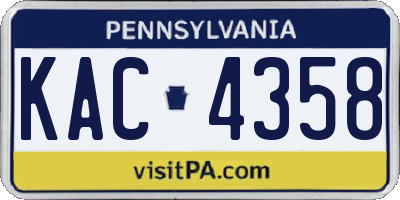 PA license plate KAC4358