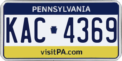 PA license plate KAC4369