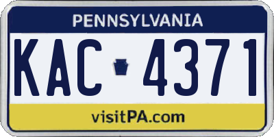 PA license plate KAC4371