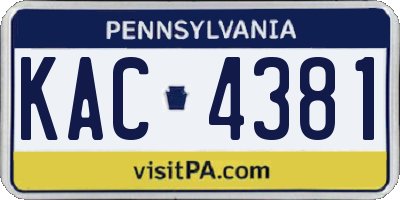 PA license plate KAC4381