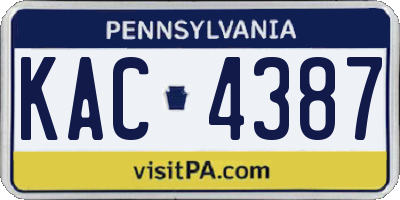 PA license plate KAC4387