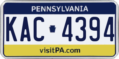 PA license plate KAC4394