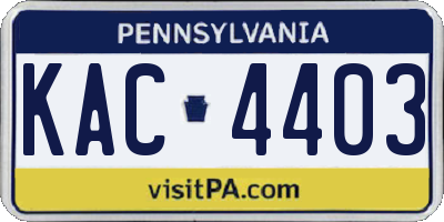 PA license plate KAC4403