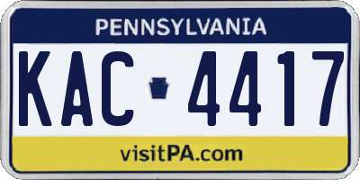 PA license plate KAC4417