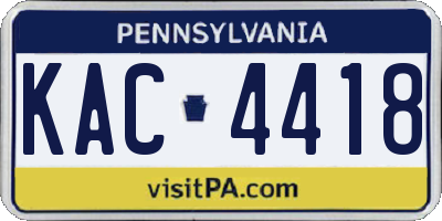 PA license plate KAC4418